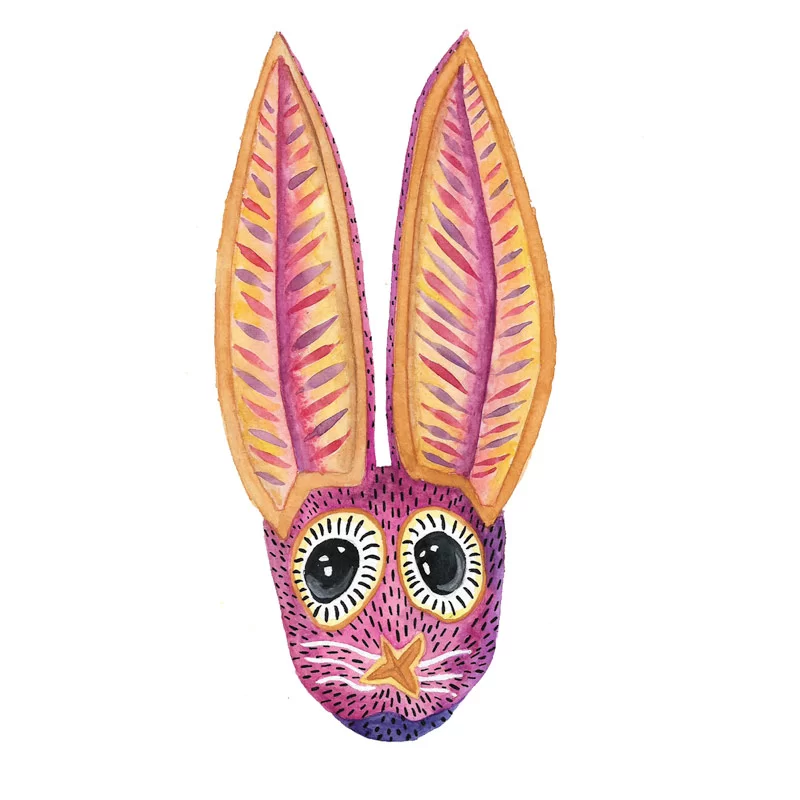 Ilustración de Conejo Alebrije (acuarela original) - Imagen 5