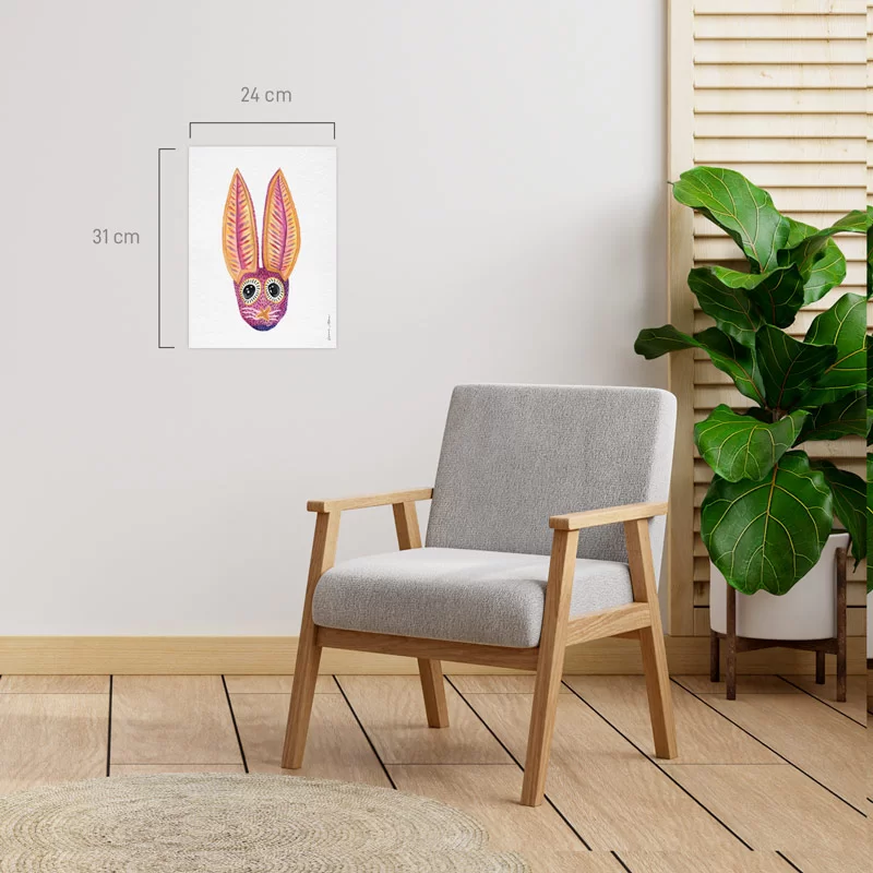 Ilustración de Conejo Alebrije (acuarela original) - Imagen 3