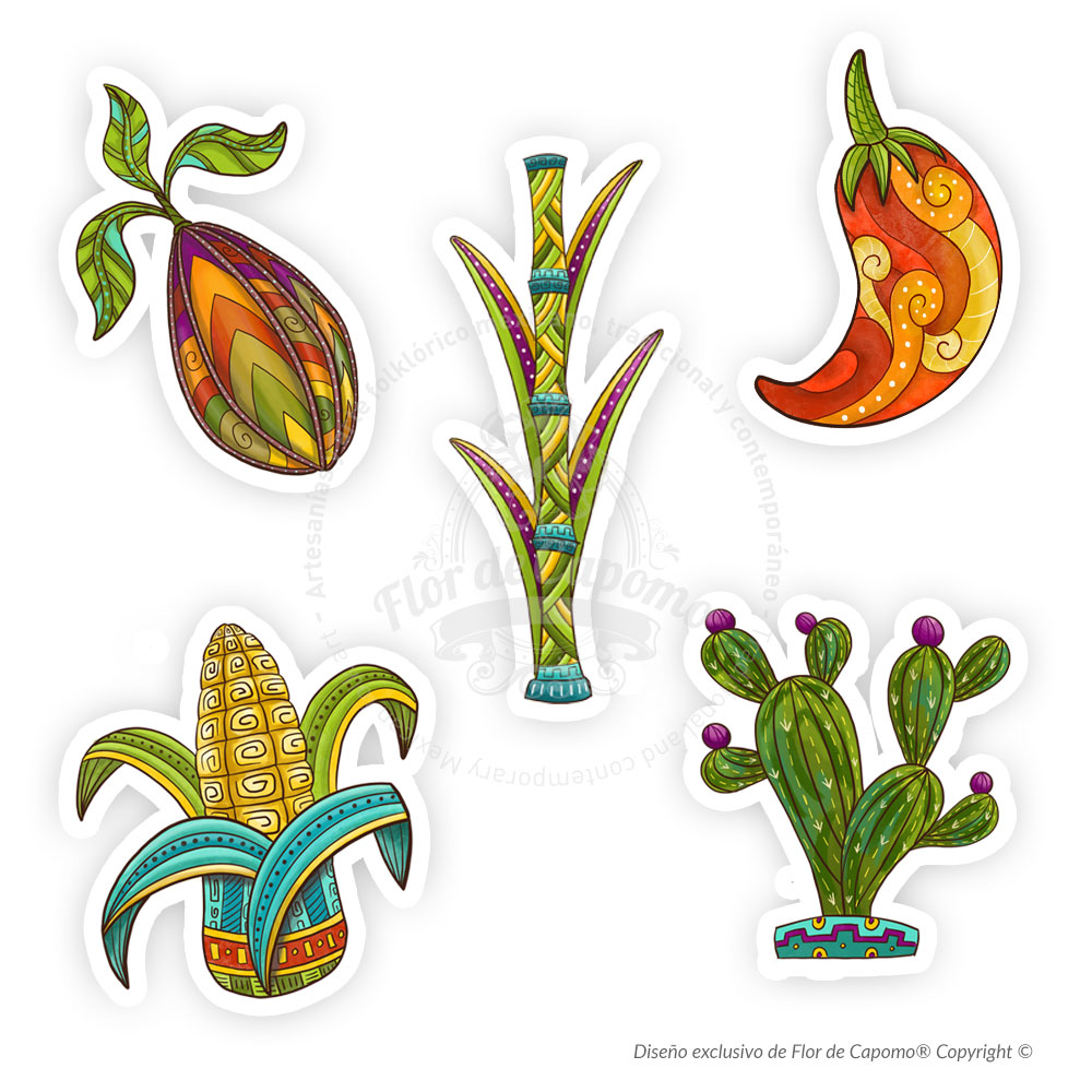 Plantilla de stickers de plantas del campo mexicano - Imagen 2