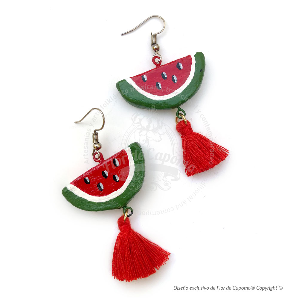 Aretes de barro de sandía