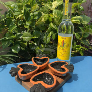 Pox Artesanal de Chiapas + set de 4 mezcaleros, colaboración con Orígenes